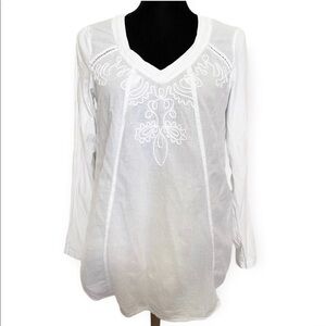 Soft Surroundings women’s cotton embroidered peasant blouse size XS lightweight